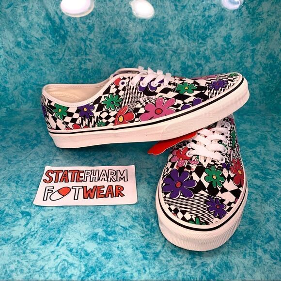 Vans Authentic 'Floral Checker' Women’s Cute Low Top Checker Shoes - Picture 1 of 4